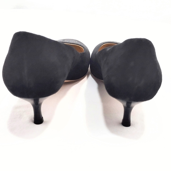 Sesto Meucci Binny Black Suede Flash Glitter Kitten Heel Slip-On Pumps - Picture 7 of 13